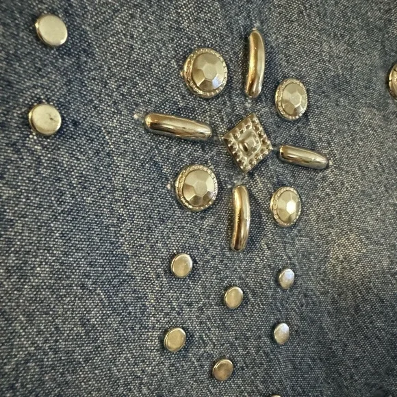 Bonnie Blain 80’s Embellished Denim Button-Up Shirt 2XL Blue Oversized Plus Size - Picture 8 of 12